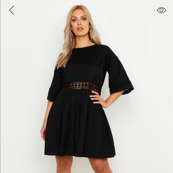 boohoo black smock dress